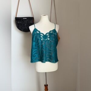 Vintage Sleep Solutions Green Paisley Cami Tank, Size Large